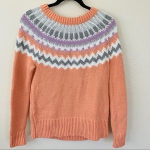 LOFT patterned collar pink sweater